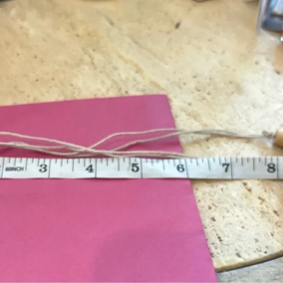 Turquoise Type Pendent Necklace Homemade Wooded Spools Corded Rope 14” Long - Picture 9 of 9